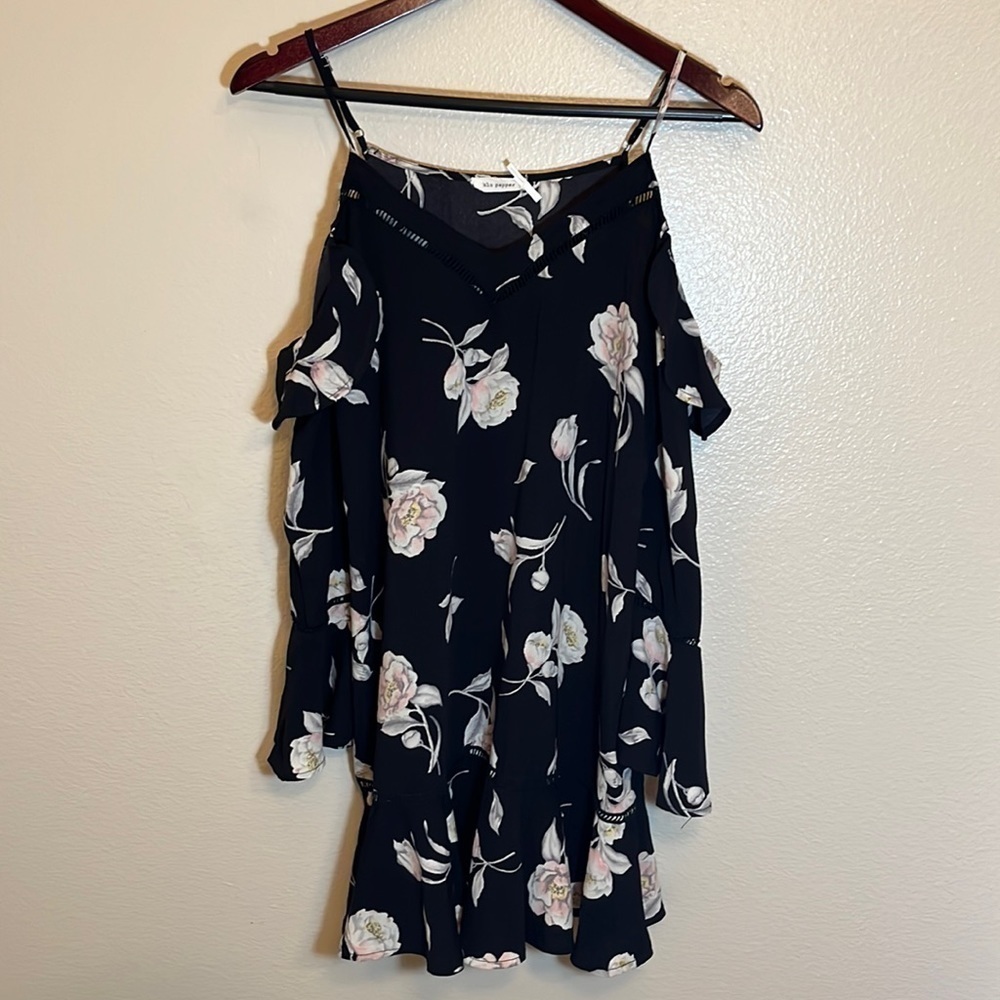 BLU Pepper Cold Shoulder Floral Mini Dress
